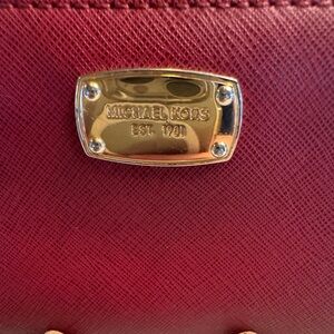 Michael Kors Saffiano Leather Zip-Around Wallet – Raspberry Red